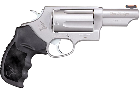 [725327602125] Taurus 2441039T Judge  Compact Frame 45 Colt (LC)/410 Bore 5rd 3" Matte Stainless Stainless Steel Barrel, Cylinder  &  Frame, Black Finger Groove Grip, Exposed Hammer