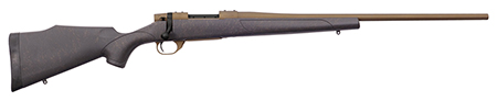 [747115442980] Weatherby VWB65PPR4T Vanguard Weatherguard 6.5 PRC 3+1 24" Barrel, Burnt Bronze Cerakote Metal Finish, Bronze Webbed Black Fixed Monte Carlo Stock