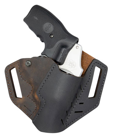 [682157989706] Versacarry REV201 Revolver  OWB Distressed Brown Leather Belt Slide Fits S&W J Frame/Ruger LCR Right Hand