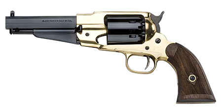 [641996730184] Pietta PF58BR44512 1858 Remington Brass Sheriff 44 Cal 6rd 5.50" Blued Octagonal Steel Barrel  &  Cylinder, Brass Frame, Checkered Walnut Grip