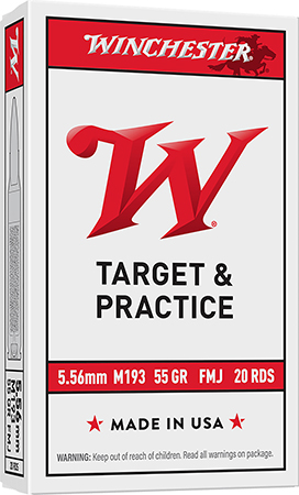 [020892201880] Winchester Ammo WM193K USA M193 5.56x45mmNATO 55gr Full Metal Jacket Lead Core 20 Per Box/50 Case