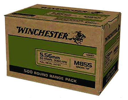 [020892229280] Winchester Ammo WM855500 USA M855 Green Tip 5.56x45mmNATO 62gr Full Metal Jacket 500 Per Box/2 Case