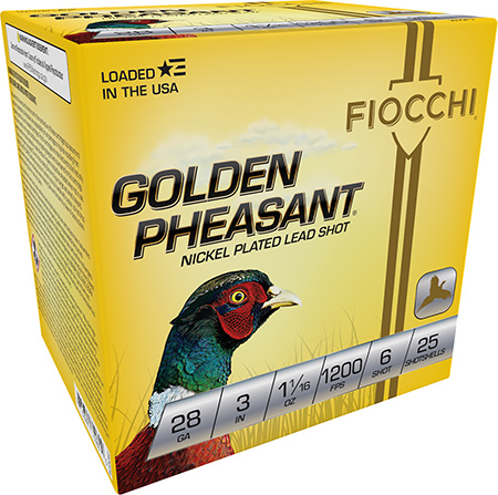 [762344710600] Fiocchi 283GP6 Golden Pheasant Extrema 28Gauge 3" 11/16oz 6Shot 25 Per Box/10 Case