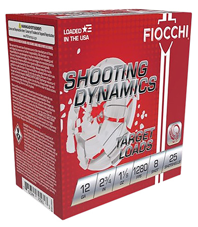[762344712802] Fiocchi 12SDHV8 Shooting Dynamics Target 12Gauge 2.75" 1 1/8oz 8Shot 25 Per Box/10 Case
