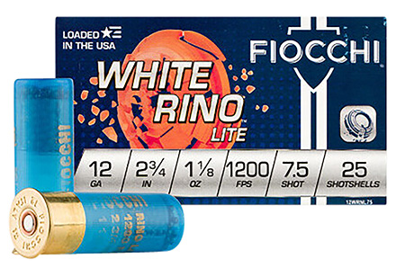 [762344708058] Fiocchi 12WRNL75 Exacta Target White Rino Lite 12Gauge 2.75" 1 1/8oz 7.5Shot 25 Per Box/10 Case