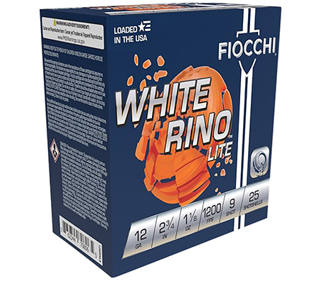 [762344708072] Fiocchi 12WRNL9 Exacta Target White Rino Lite 12Gauge 2.75" 1 1/8oz 9Shot 25 Per Box/10 Case