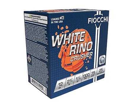 [762344712499] Fiocchi 12WRCRS7 Exacta Target White Rino Crusher 12Gauge 2.75" 1 1/8oz 7.5Shot 25 Per Box/10 Case