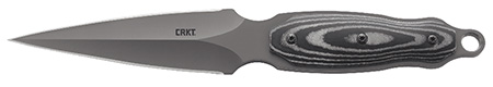 [794023207507] CRKT 2075 Shrill  4.77" Fixed Plain Dual-Edge Gray TiN 8Cr13MoV SS Blade/ Black/Gray SS w/Resin Fiber Overlay Handle Includes Sheath