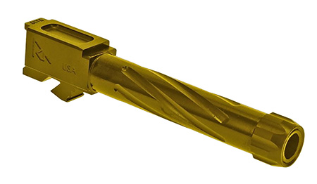 [788130029893] Rival Arms RA20G102E Precision V1 Match Grade 9mm Luger Compatible w/Glock 17 Gen3-4, 4.49" Fluted Threaded Gold PVD Stainless Steel
