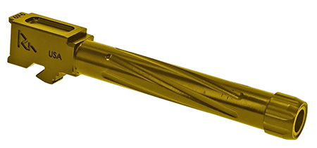 [788130029930] Rival Arms RA20G104E Precision Match Grade 9mm Luger Compatible w/Glock 17 Gen5, 4.49" Fluted Threaded Gold PVD Stainless Steel