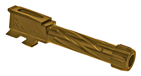 [788130030080] Rival Arms RA20G302E Precision V1 Match Grade 9mm Luger Compatible w/Glock 43 3.41" Fluted Threaded Gold PVD Stainless Steel