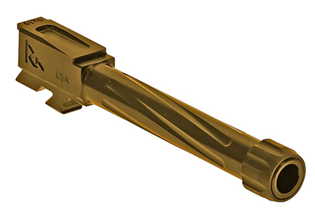 [788130030127] Rival Arms RA20G802E Precision V1 Drop-In Barrel 9mm Luger 4.17" Gold PVD Finish 416R Stainless Steel Material with Threading for Glock 48