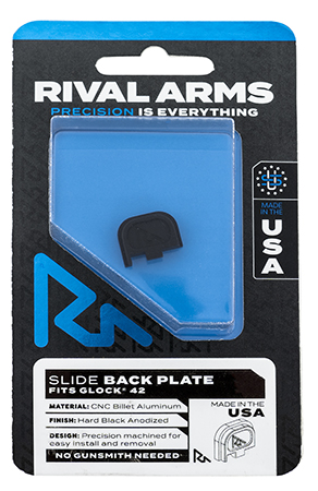 [788130030264] Rival Arms RA43G003A Slide Back Cover Plate  Single Stack Black Anodized Aluminum for Glock 42