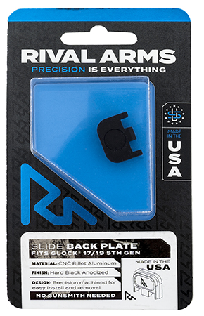 [788130030271] Rival Arms RA43G004A Slide Back Cover Plate  Double Stack Black Anodized Aluminum for Glock 17/19 Gen5