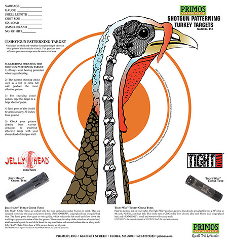 [010135060411] Primos 6041 Patterning Turkey  Hanging Paper Targets, For Use With Shotgun 10.75" x 11.50" Multi-Color 12 PK