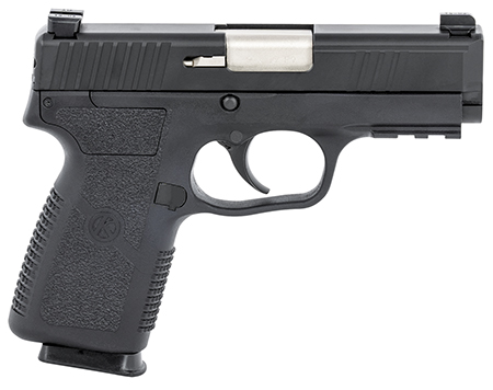 [602686046497] Kahr Arms KP90S94N P9-2  9mm Luger 7+1 3.60" Barrel, Black Finish Picatinny Rail Frame, Serrated Matte Black Stainless Steel Slide, Textured Polymer Grip  &  TruGlo Night Sights