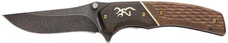 [023614955269] Browning 3220392 Hunter  Large 3.50" Folding Drop Point Plain Black Oxide Stonewashed 440C SS Blade/Brown Jigged Hardwood Walnut Handle Includes Pocket Clip