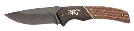 [023614964827] Browning 3220397 Hunter  Large 3.63" Fixed Drop Point Plain Black Oxide Stonewashed 440C SS/Blade Brown Jigged Walnut Handle Includes Sheath