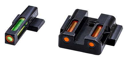 [613485589962] HiViz MPSN621 LiteWave H3 Sight Set for S&W Shield Green Tritium Orange Outline Front Sight-Orange Fiber Optic Rear Sight
