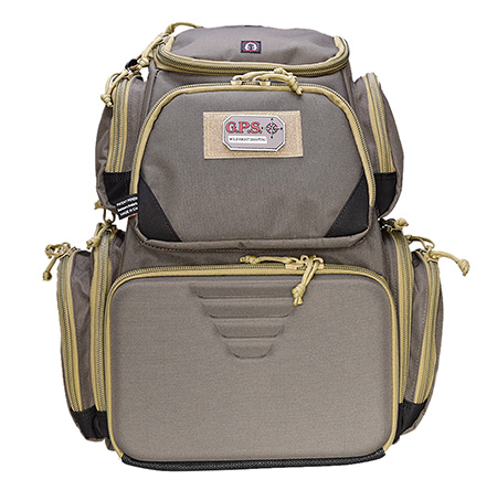 [856056002549] GPS Bags 1611SC Sporting Clays Backpack Olive w/Visual ID Storage System, Lockable Zippers, Storage Pockets, Pull-Out Rain Cover