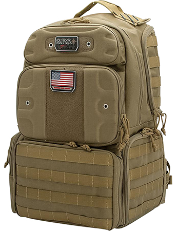 [819763011815] GPS Bags T1913BPT Tactical Backpack Tan 1000D Polyester 4 Handguns