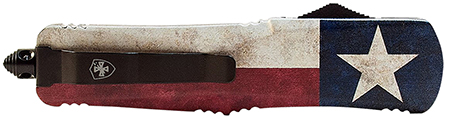 [093674800922] Templar Knife SCAP331 Gen II Captain Small 2.69" OTF Drop Point Plain Black Oxide Stonewashed 440C SS Blade, 4.31" Red/White/Blue w/Star Aluminum Handle Glass Breaker