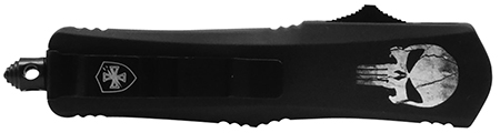 [093674810792] Templar Knife MFL23-1 Fallen Gen II Slim 3.43" OTF Tanto Plain Black Oxide Stonewashed 440C SS Blade/5.05" Black w/Skull Aluminum Handle Features Glass Breaker Includes Pocket Clip/Sheath
