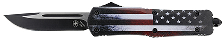 [093674810259] Templar Knife LUS331 Gen II US Flag Large 3.50" OTF Drop Point Plain Black Oxide Stonewashed 440C SS Blade, 5.25" US Flag Aluminum Handle, Glass Breaker