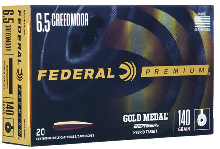 [604544662436] Federal GM65CRDBH2 Premium Gold Medal 6.5Creedmoor 140gr Berger Hybrid Target 20 Per Box/10 Case