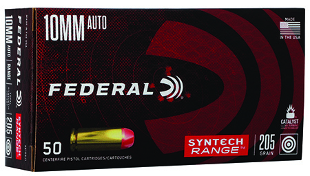 [604544670356] Federal AE10SJ1 Syntech Range 10mmAuto 205gr Total Syntech Jacket Flat Nose 50 Per Box/10 Case
