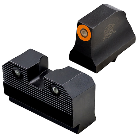 [647533046787] XS Sights GLR021P6N R3D  Night Sights fits Glock  Black | Green Tritium Orange Outline Front Sight Green Tritium  Rear Sight