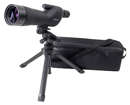 [810119016430] Firefield FF11018K Spotting Scope Kit 20-60x 60mm Black Rubber Armor Angled Body BaK-4 Roof Prism  &  Straight Eye Piece