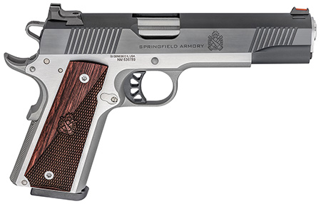 [706397930325] Springfield Armory PX9121L 1911 Ronin 10mm Auto 8+1, 5" Stainless Match Grade Steel Barrel, Blued Serrated Carbon Steel Slide, Stainless Steel Steel Frame w/Beavertail, Crossed Cannon Wood Grip