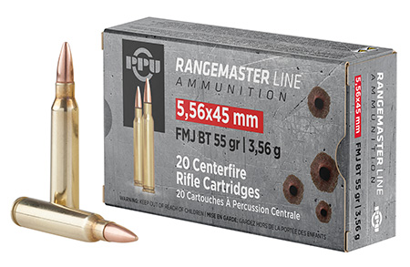 [8605003819912] PPU PPRM5561 Rangemaster  5.56x45mmNATO 55gr Full Metal Jacket Boat Tail 20 Per Box/50 Case