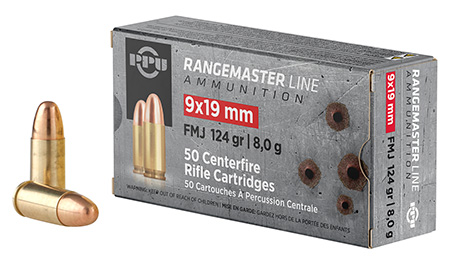 [8605003819950] PPU PPRM9 Rangemaster  9mmLuger 124gr Full Metal Jacket 50 Per Box/20 Case