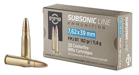 [8605003817437] PPU PPS76239 Subsonic  7.62x39mm 182gr Full Metal Jacket Boat Tail 20 Per Box/50 Case