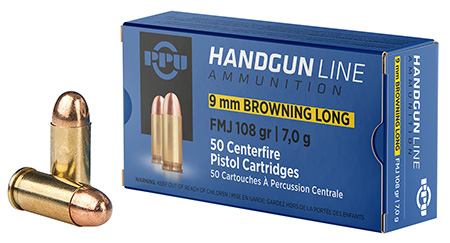 [8605003813309] PPU PPH9BL9mm Browning Long 108gr Full Metal Jacket 50 Per Box/20 Case