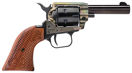 [727962704684] Heritage Mfg BK22CH3WBRN10 Barkeep  22 LR 6 Shot, 3" Black Oxide Steel Barrel, Simulated Case Hardened Zinc Alloy Frame, Black Oxide Cylinder, Custom Scroll Wood Grip, Manual Safety, Exposed Hammer