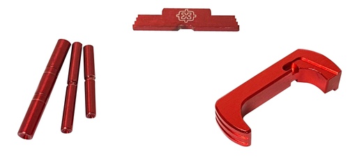 [791109634844] Cross Armory CRGOKRD 3 Piece Kit  Extended Compatible w/Glock Gen1-3 Red Anodized Steel/Aluminum