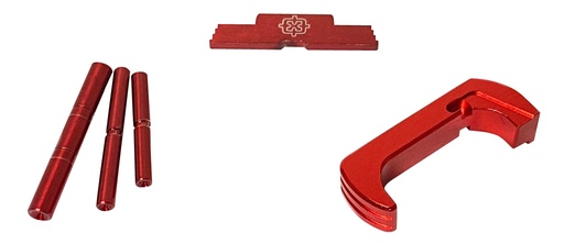 [726798348512] Cross Armory CRG5OKRD 3 Piece Kit  Extended Compatible w/ Glock 26 Gen5 Compatible w/Glock 17/19/26/34 Gen5 Red Anodized Steel/Aluminum