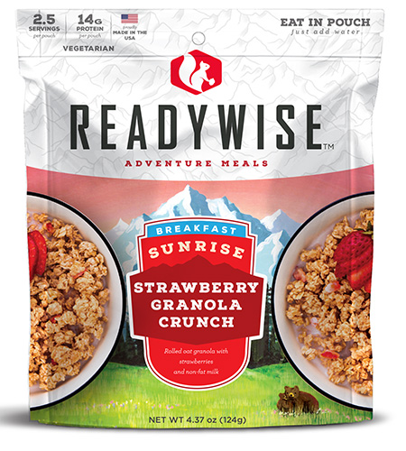 [851238005476] ReadyWise RW05007 Outdoor Food Kit Sunrise Strawberry Granola Crunch Breakfast Entree 2.5 Servings In A Resealable Pouch, 6 Per Case