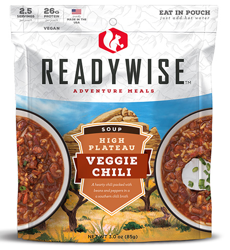 [855491007338] ReadyWise RW05011 Outdoor Food Kit High Plateau Veggie Chili Soup 2.5 Servings In A Resealable Pouch, 6 Per Case
