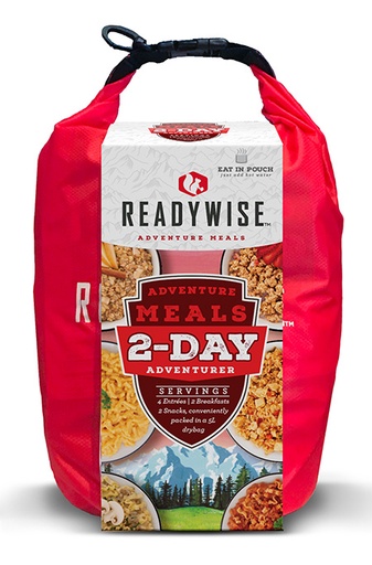 [855491007393] ReadyWise RW05919 Outdoor Food Kit 2 Day Adventure Pack w/Dry Bag Includes 4 Entrees, 2 Breakfasts and 2 Snacks