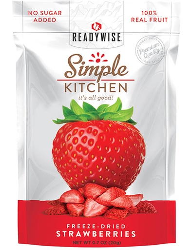 [851238005681] ReadyWise SK05006 Simple Kitchen Freeze Dried Fruit Strawberry 1 Serving Pouch 6 Per Case