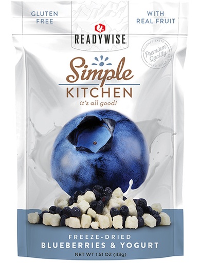 [855491007178] ReadyWise SK05912 Simple Kitchen Freeze Dried Fruit Blueberries  &  Yogurt 1 Serving Pouch 6 Per Case