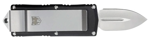 [099654036299] CobraTec Knives BLKOTFMC Money Clip  1.75" OTF Plain D2 Steel Blade/Black Aluminum Handle Includes Pocket Clip