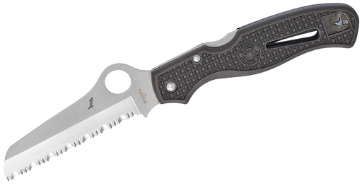 [716104006878] Spyderco C89SBK Atlantic Salt  3.69" Folding Sheepsfoot Serrated H1 Steel Blade Black Molded FRN Handle Includes Pocket Clip