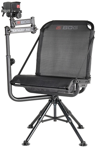 [661120103820] Bog-Pod 1134447 DeathGrip 360  Shooting Rest Chair, Black Aluminum, Extendable Leg Height, 400lbs. Weight Capacity
