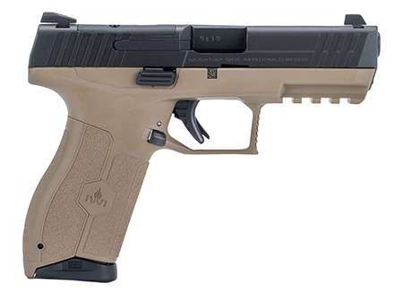 [818004021026] IWI US M9ORP17FD MASADA  9mm Luger 17+1 4.10" Black Button Rifled Steel Barrel/Black Optic Ready/Serrated Slide/Flat Dark Earth Polymer Frame w/Picatinny Rail/FDE Polymer Grips Ambidextrous