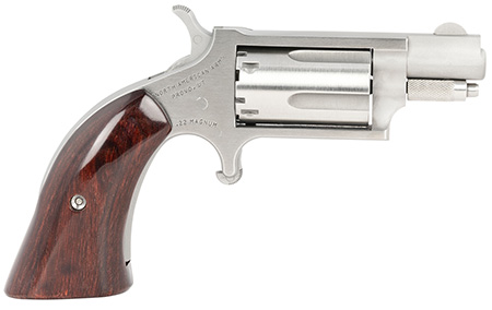 [744253001550] North American Arms 22MSGBG Mini-Revolver  22 WMR 5 rd 1.13" Barrel, Stainless Steel Barrel/Cylinder/Frame, Exclusive Wood Boot Grip